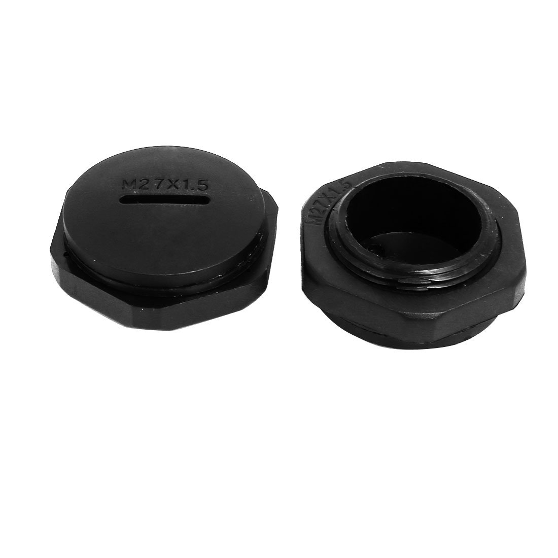Aexit M27x1.5mm Nylon Transmission Male Threaded Cable Gland Screw End Cap Cover Black 10pcs