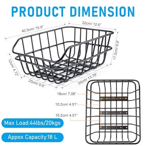 CXWXC Rear Bike Basket – Bicycle Rear Basket with Cargo Net