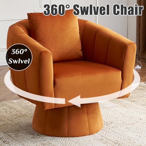 Sillón giratorio terciopelo suave naranja miniatura 3