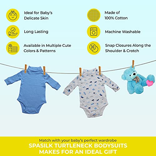 Image of SpaSilk Baby Boys 2 Pack Turtleneck Long Sleeve Bodysuit
