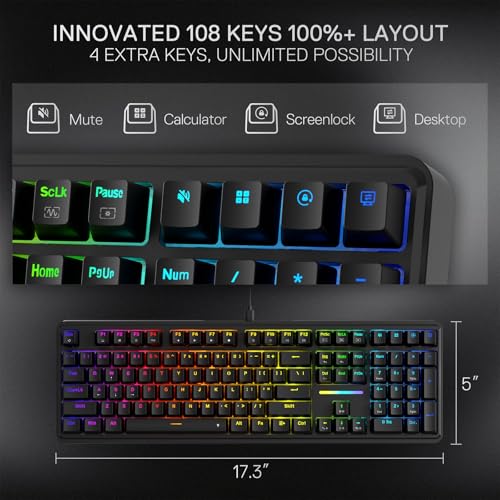 Image of Redragon K745 Wired Gasket RGB Gaming Keyboard, 108 Keys Mechanical Keyboard w /Extra 4 Hotkeys, Upgraded Hot-swappable Socket, 5-Layer Noise Dampening, Creamy & Thocky Custom Linear Switch
