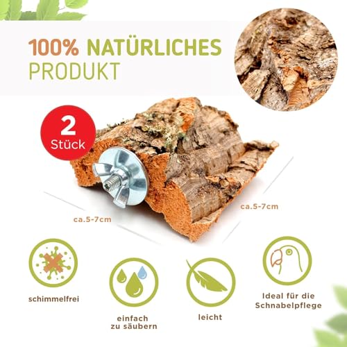 2 x Kork-Pickstein. Die leckere Alternative zum Kalkstein oder Sepia-Schale, Wellensittich Zubehör – Bild 4