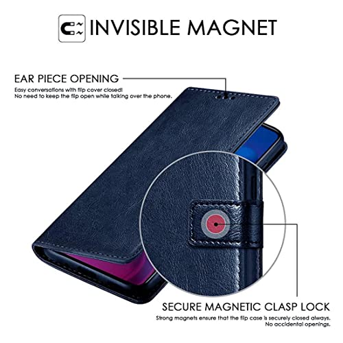 Image of Amazon Brand - Solimo Flip Leather Mobile Cover (Soft & Flexible Back case) for Infinix Hot 9 Pro (Blue)