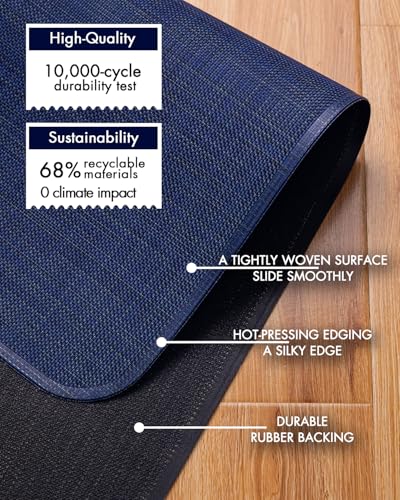 Image of BARoyal Office Chair Mat for Hardwood Floor Under Desk Computer Rolling Chair Mat for Wood /Tile Floor Non-Slip Heavy Duty Desk Rug PVC Plastic Hard Floor Protector 36 inch x 48 inch(Indigo)