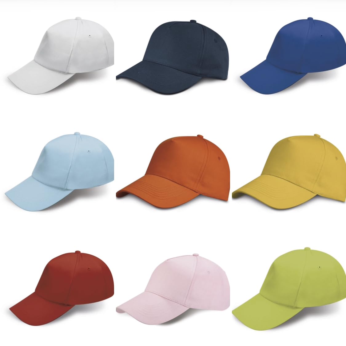 Gorra de niño de 20 piezas, 5 paneles, 100% algodón, con visera rígida precurvada y cierre ajustable con velcro de velcro para excursiones y campamentos de verano