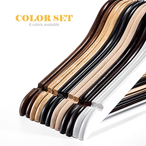 Image of Cozymood Sturdy Wooden Hangers 20 Pack Durable & Slim Clothes Hanger with 360 Rotatable Hook Natural Finish & Notches Wood Hangers Premium Coat Hanger for Closet Clothes Hangers (Grain)
