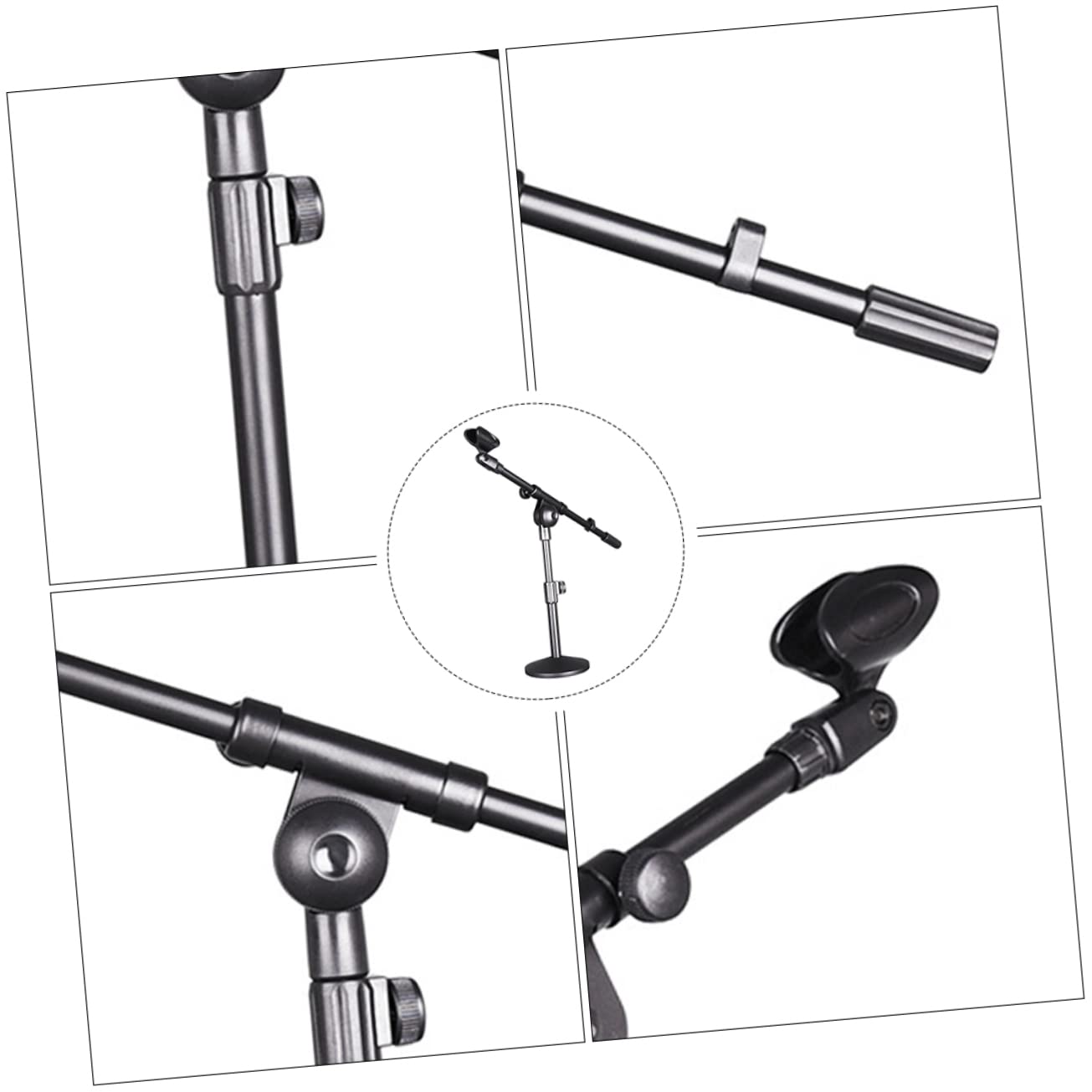 SHOWERORO Supporto per Microfono da Tavolo Base Tonda in Ferro Design Compatto e Leggero Regolabile in Altezza per Performance Sul Palco e Uso Domestico