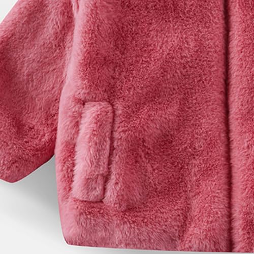 Boys Girls Sherpa Jacket Winter Warm Fuzzy Fleece Coat Ultra Soft Kids Fluffy Outerwear Jackets with Pockets 2-7Y2
