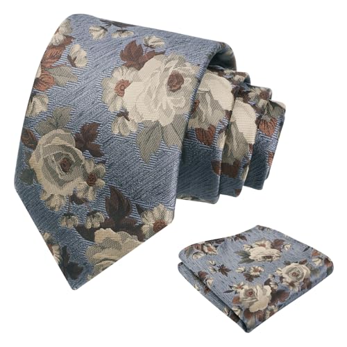 Image of Alizeal Mens 3.15'' Colorful Flower Pattern and handkerchief Necktie Set