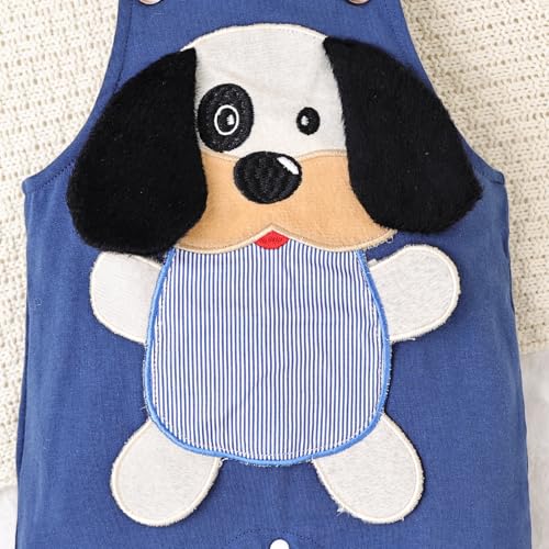 Image of Baby Boy Clothes Striped Romper Cartoon Overall Set 0-18M | Soft Breathable Cotton Romper And Animal Cartoon Overall Shorts Set Offering All-Day Comfort, Daily Wear, Machine Washable