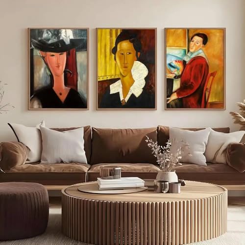 Tableau Modigliani en couleurs impression toile HD salon 60x80cm
