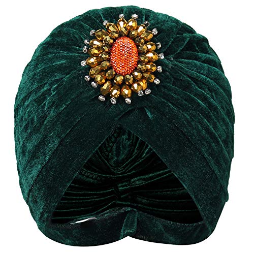 Coucoland - Gorro turbante mujer broche cristal años