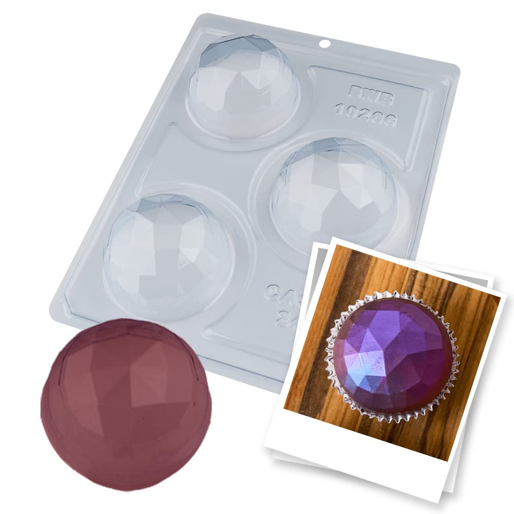 BWB 10266 Moule Chocolat Cadran facetté 70mm Spécial 3 parties en Silicone pour chocolat chaud 3 trous 24-230g Matériel Plastique PET Transparent Tridimensionnel Gâteaux Ustensiles Truffes