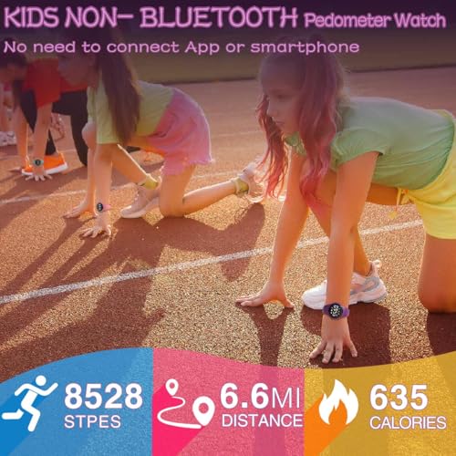 Kids Led Digital Pedometer Watch, Steps Counter, Waterproof Wristwatch, Vibrating Alarm Clock, Stopwatch, Great Gift for Kids Children Teens Girls Boys(Purple)2