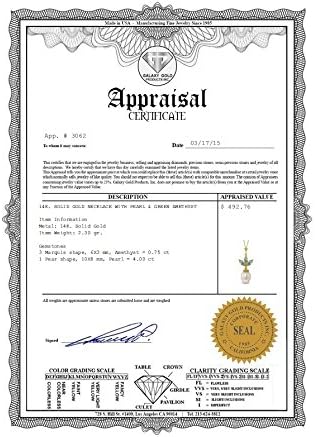 14 Kイエローゴールドネックレスfreshwater-culturedパールとグリーンアメジスト