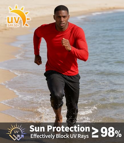 Image of ZITY 5 Pack Long Sleeve Shirts for Men UPF 50+ Sun Protection Fast Dry Lightweight Fishing Swim Rash Guard Workout Shirt