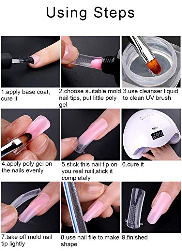 500 Stücke Acryl Künstliche Gefälschte Falsche Nägel Kunst Tipps mit Box für Damen Mädchen (100 Stück, Transluzent… – Bild 8