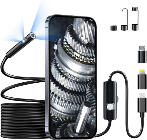 ファイバースコープ デュアルレンズ 350万画素 光ファイバミラーデュアルレンズ7.8 mm超微細レンズ IP 67レベル防水 8+1高輝度調節可能LEDランプ 産業用内視鏡 携帯ミラーカメラUSBフルHDマイクロミラーiPhone/android/iPa