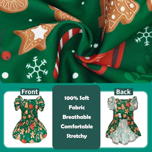 Image of CuteBone Frilly Dog Dress Princess Puppy Christmas Dresses with Ruffled Sleeves Cat Clothes Outfit for Small Dogs Girl Pet Apparel