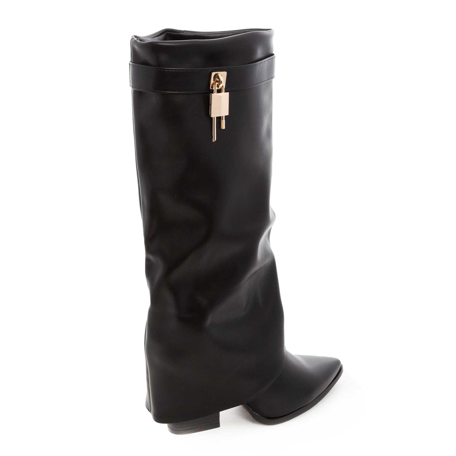 Toocool Stivali Donna al Ginocchio Gambale a Tubo Lucchetto Dorato Stivali a Punta Pelle Sintetica Shark Style G698