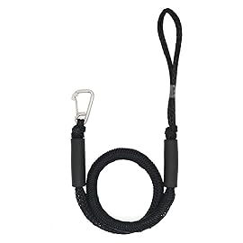 Bungee Cord Rope Dock Lines Stretches Shock Absorbs Marine Mooring Rope 4ft (Black with Single Clips 2 Pack)