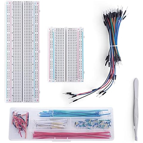 Breadboard Jumper Wires Kit 1Pcs 830 Breadboards 1PCS 400 Breadboards +65pcs Flexible Breadboard Jumper Wires +140pcs Jumper Wires+1pcs Tweezer for Arduino Raspberry Pi Cover