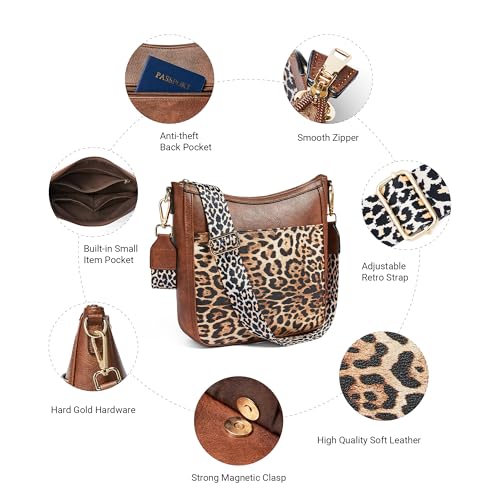 Image of Leather Crossbody Purse for Women Crossbody Bag for Daily Travel | Trendy Vegan Leather Medium Crossbody Purse with Adjustable Strap Women's Hobo Shoulder Handbags for Work