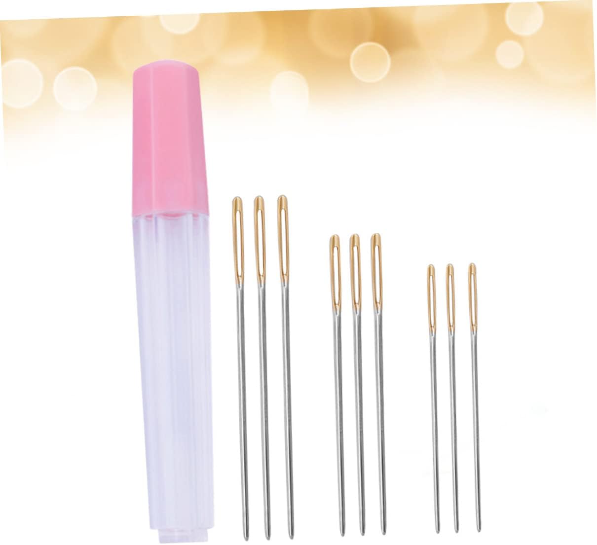 PLAFOPE 9pcs Large Eye Blunt Needle for Embroidery Knitting Crocheting Sewing Gold Tail Embroidery Needles