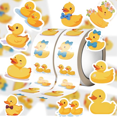 1000 Pieces Duck Sticker Roll for Kids 10 Styles Cute Yellow Duck