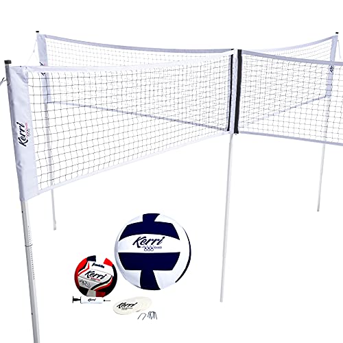 Franklin Sports Pro Quad Volleyball Kerri Walsh Jennings Edition- Volleyball Meets 4 Square - Complete Net System, Jumbo and Traditional Volleyballs Included, Boundary Kit/Line Markers by Franklin Sports - Used condition - US$36.09