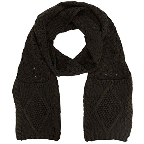 Luxury Divas Brown Classic Knit Unisex Winter Scarf With Pockets4