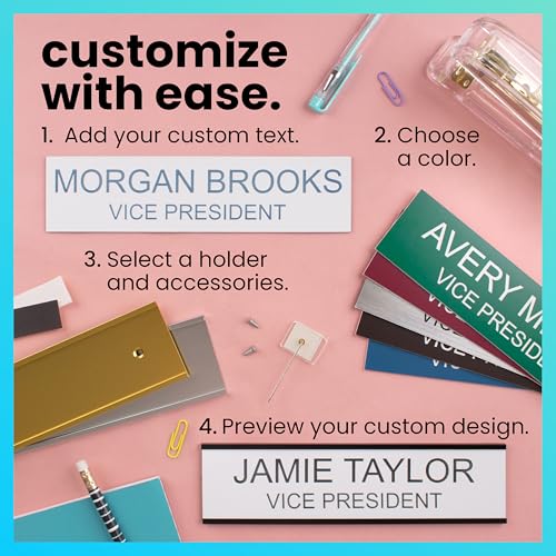 ExcelMark 2" x 10" Custom Engraved Name Plate with Square Corners