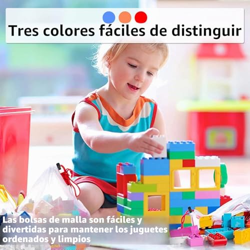 Miniatura 5 de Reofrey 12 Bolsas De Malla De Almacenamiento Y Organización De Juguetes, Lavable De Malla, Apto Para Ver A Través Con Cordón De Ajuste, Para Frutas, Almacenamiento Y Juguetes, 3 Tamaños Diferentes