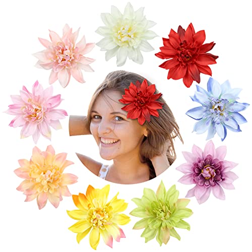 Lawie 9 Pack Pinzas para el Cabello con Flores Artificiales de Dalia 10 CM miniatura 1