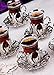 6 X CopperBull 2018 Turkish Tea Glasses Set with Saucers Holders & Spoons (Silver)