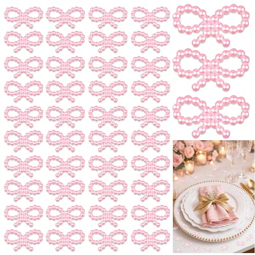 500Pcs Pearl Bow Table Confetti Pink Pearl Bowknot Table Scatter
