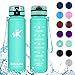 Produktbild KollyKolla Trinkflasche - BPA-frei Auslaufsicher Sport Wasserflasche, 350/500/800ML/1L/1.5 Liter Tritan Sportflasche Kohlensäure Geeignet Kunststoff mit Filter für Kinder, Schule, Baby, Fahrrad,Gym