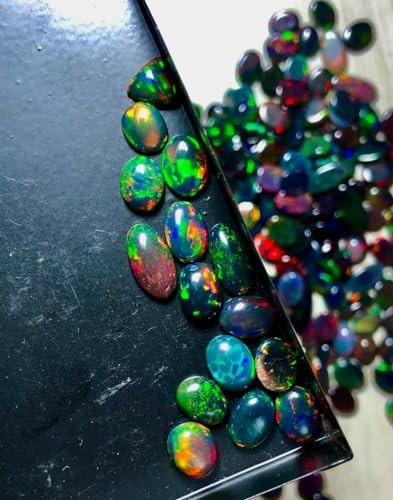 Opale noire éthiopienne multi feu | Cabochon de qualité AAA aux reflets intenses - 4