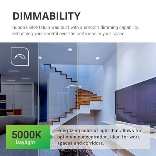 Sunco 4 Pack Br40 Led Light Bulbs, Indoor Flood Light, Dimmable, 5000K Daylight, 120W Equivalent 17W, 1400 Lm, E26 Base, Recessed Can Light, High Lumen, Flicker-Free - Ul & Energy Star #TOP4