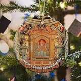 Italy Florence San Marco Church Cathedral Indoor Christmas Ornaments for Tree Ceramic Pendant Double Sided Porcelain Ornament Keepsakes Decor for Fireplace Window Xmas Dating Gifts Travel Souvenirs