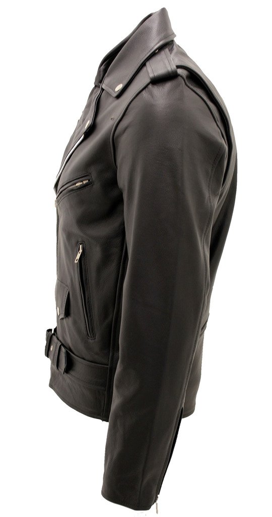 Hombres elegante Brando chaqueta de cuero negro motociclista
