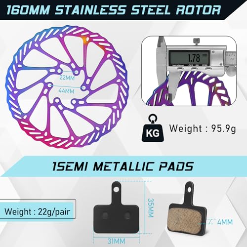 BUCKLOS Mountain Bike Disc Brake kit, MTB Mechanical Line Pulling Disc Brakes Caliper with Aluminum Alloy Levers /160mm Rotor,/is/PM Universal Adapter for Ebike/Folding Bike/Scooter/Fat Bike by BUCKLOS - Image 4