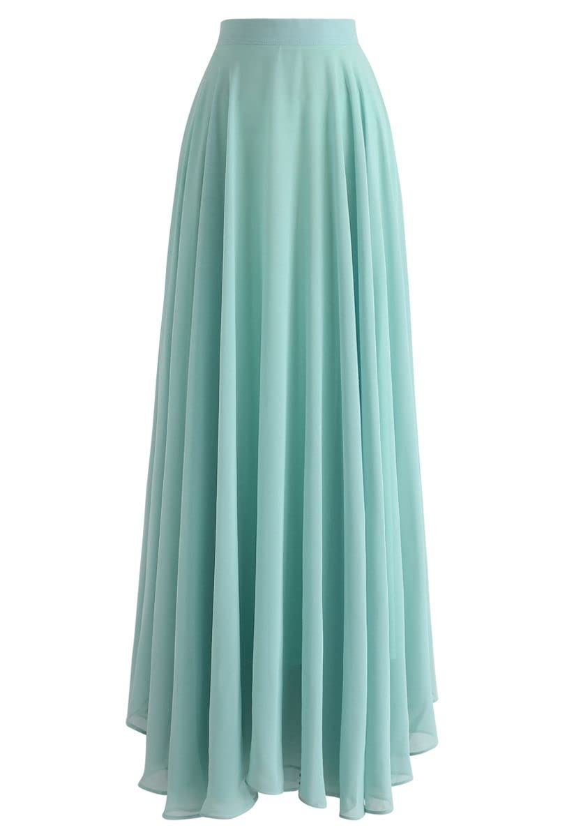 radhika 'n' dhaanya creation Georgette Flare Maxi Skirt Mint-picture-39