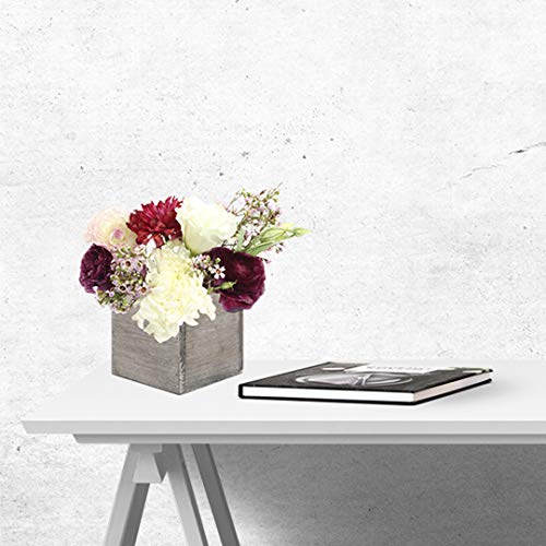 Koyal Wholesale Square Cube Wood Vase (Pack Of 6), 6", Gray #TOP2