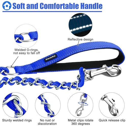 HOMIMP Chew Proof Dog Leash for Medium Large Dogs, Reflective 6 FT Heavy Duty Metal Chain Dog Leashes with Soft Padded Handle, Anti Bite Durable Rope Leashes for Pitbull, Non Chewable by Homimp - Image 3