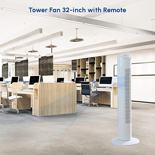 1ABOVE Tower Fan, 120 Minutes Timer with Auto Power Off, 3 Wind Modes with Widespread Oscillation, Eco-Friendly, Quiet Operation, 81.5cm High (WHITE)