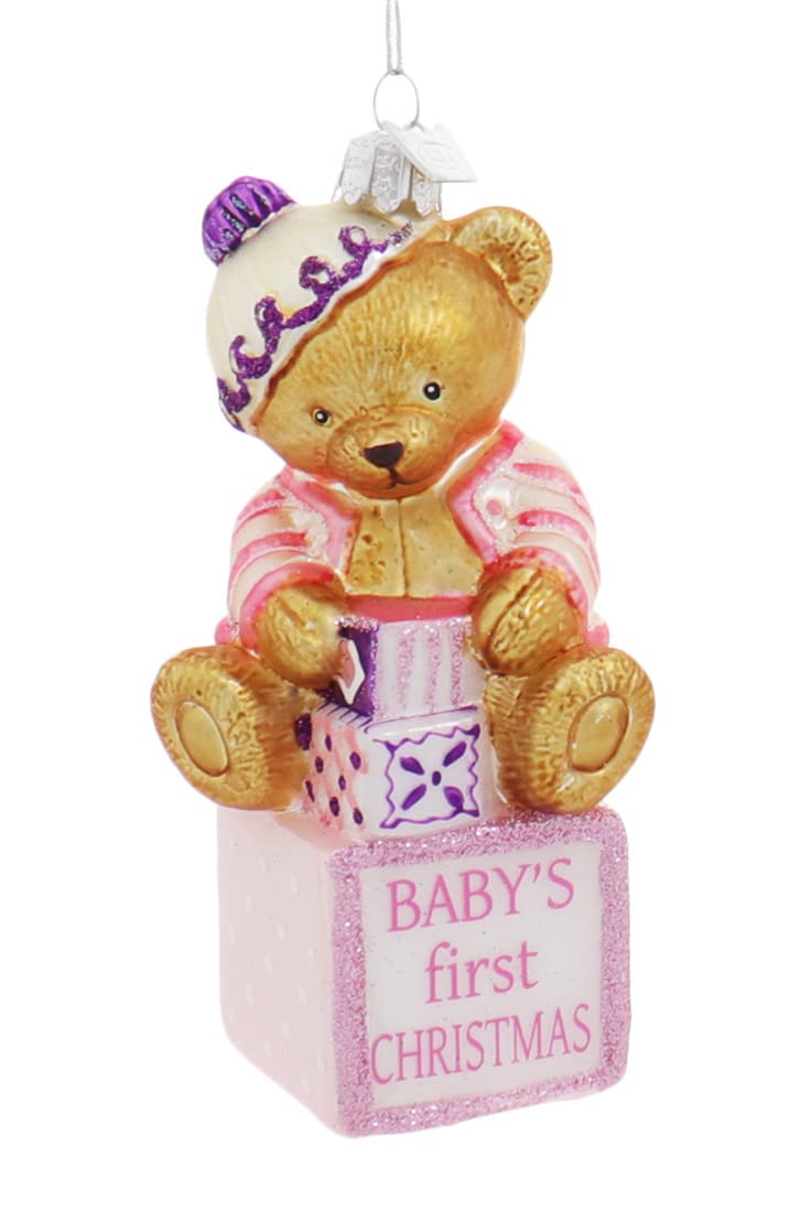 Amazon.com: Kurt Adler Boy and Girl Teddy Bear on Blocks Baby's