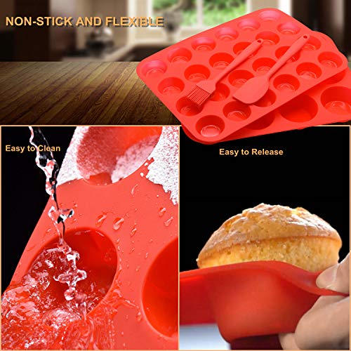 Helpcook Silicone Muffin Pan Set – Regular 12 Cups And Mini 24 Cups Muffin Pan With 1 Silicone Spatula & 1 Oil Brush,Nonstick Bpa Free Food Grade Silicone Molds For Muffin Cakes,Tart,Cupcake,Bread #TOP3