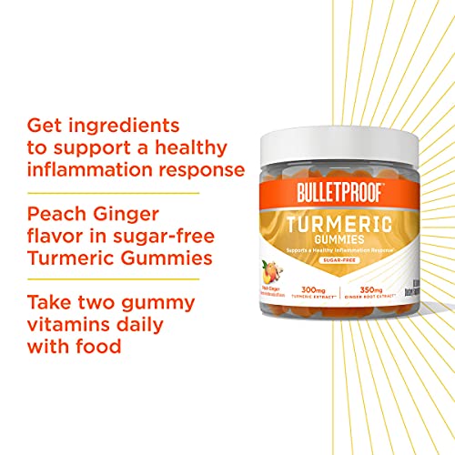 Bulletproof SugarFree Peach Ginger Turmeric Gummies, 60 Count, Keto