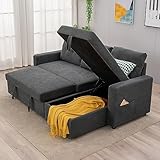 Panana 3 Seater Corner Sofa Bed L-Shaped Sofa Sectional Sofa with Chaise & Storage (Gray Linen Corner Sofabed)